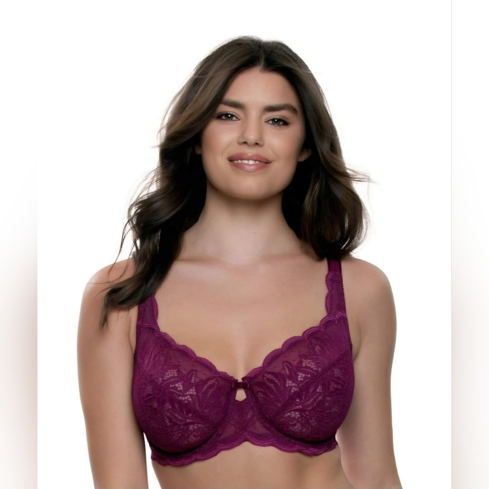 NWT Women's Paramour by Felina Peridot Unlined Lace Bra, Black Lily, Size 32H